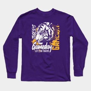 Vintage Tigers Gameday // High School Tigers School Spirit Gold Long Sleeve T-Shirt